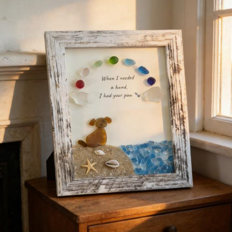 🐾Sea Glass Pet Memorial 🌈Rainbow Bridge Remembrance Frame