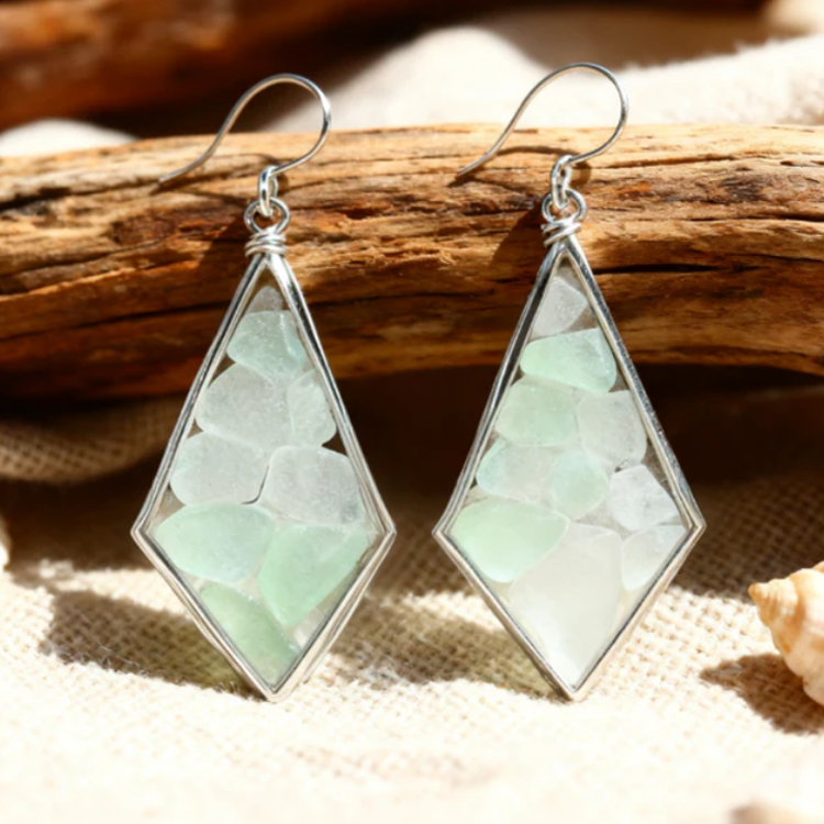 ✨Shimmering Rhombus Sea Glass Earrings