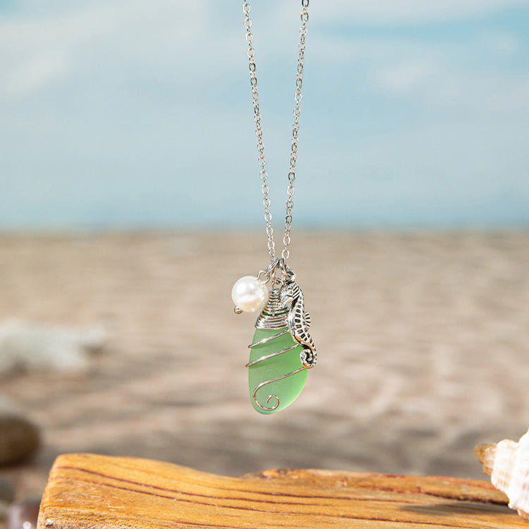 Unique Handmade Sea Glass Necklace🎁Meaningful Ocean Gift for Her