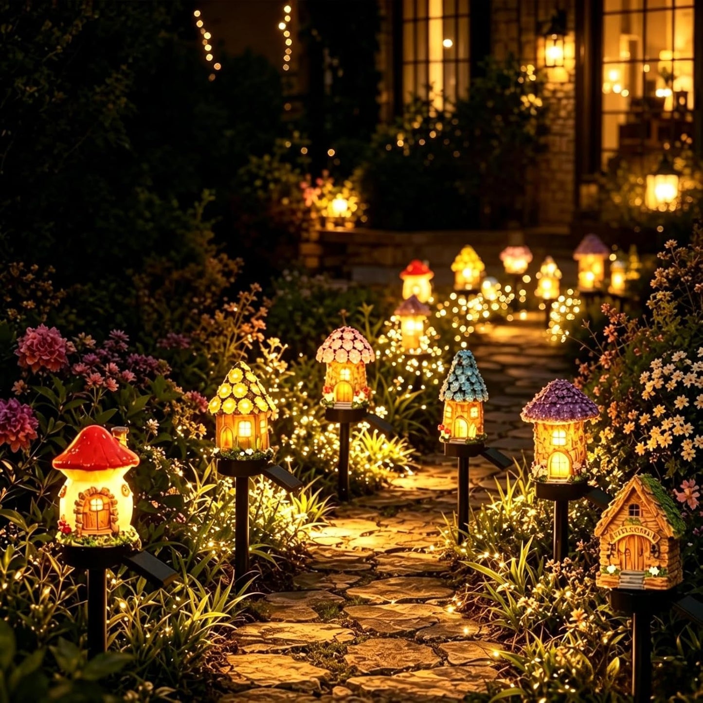 🍄Solar Fairy-Tale Mushroom Cottage Garden Light