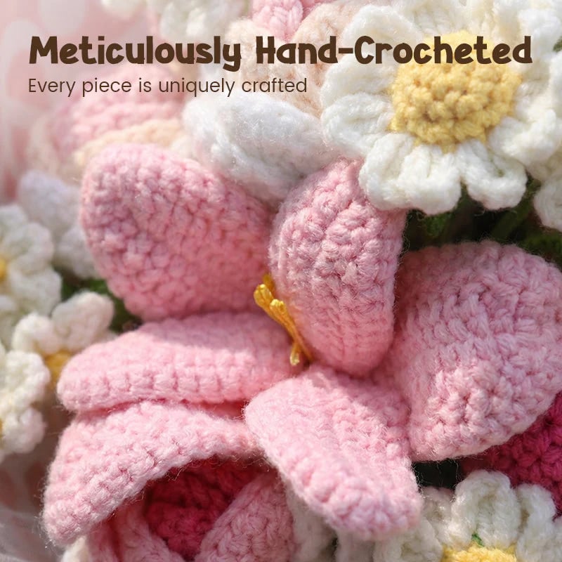Mother's Day Gift🌺Everlasting Love: Handcrafted Crochet Lily & Rose Bouquet