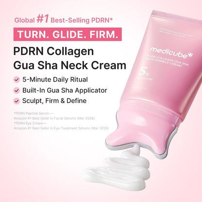 PDRN Collagen Gua Sha Neck Wrinkle Cream | Built-In Gua Sha Massager with Volufiline 5% + PDRN