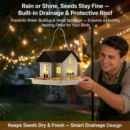 🏠Solar‐Powered Hanging Bird Feeder with Glow – Sturdy Metal Hopper Design🌙🐦