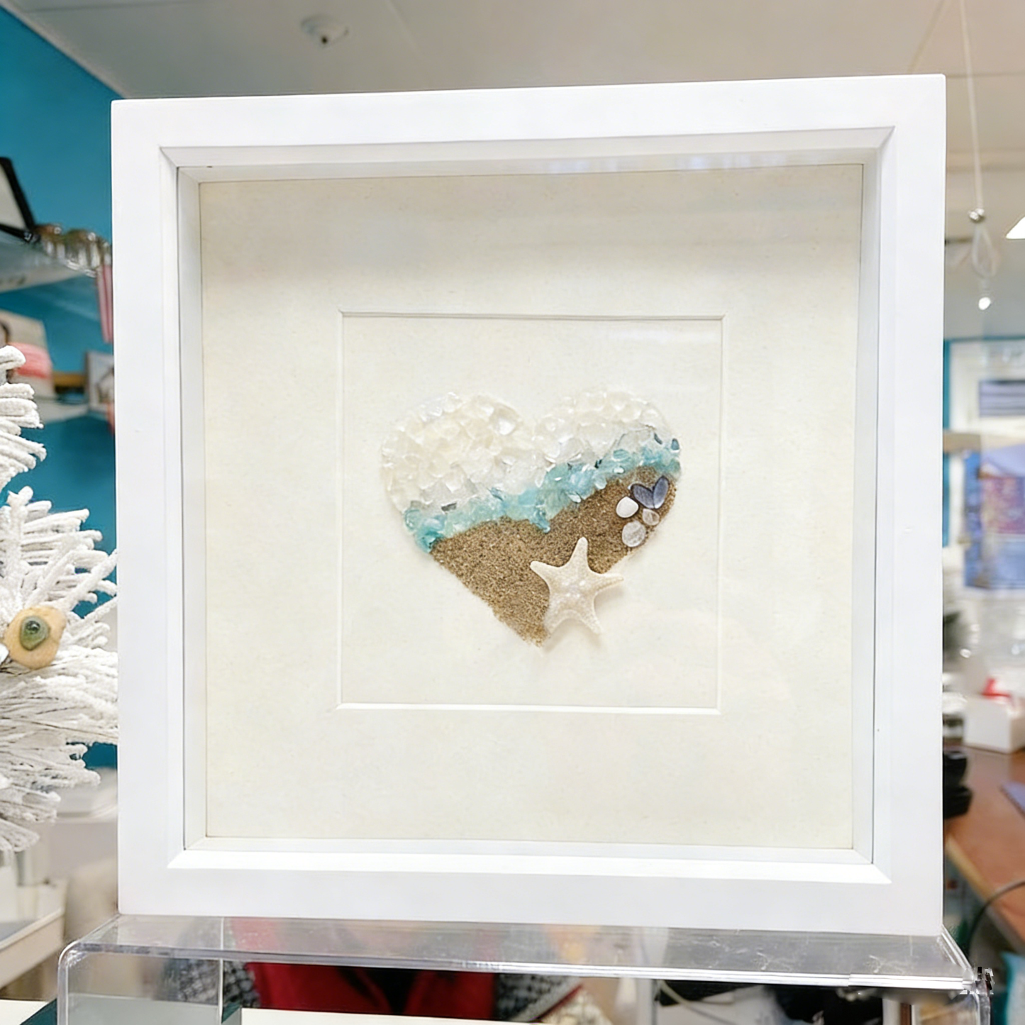 Arte de vidrio marino Coastal Heart 