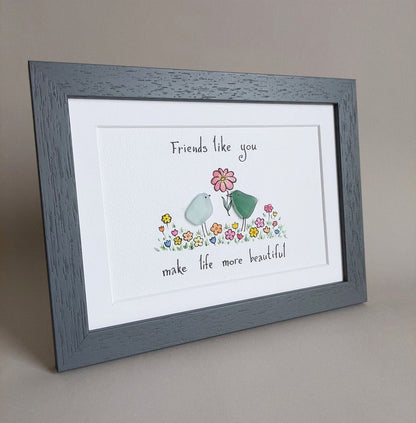 "Amigos como tú hacen la vida más hermosa" - Arte de vidrio marino hecho a mano