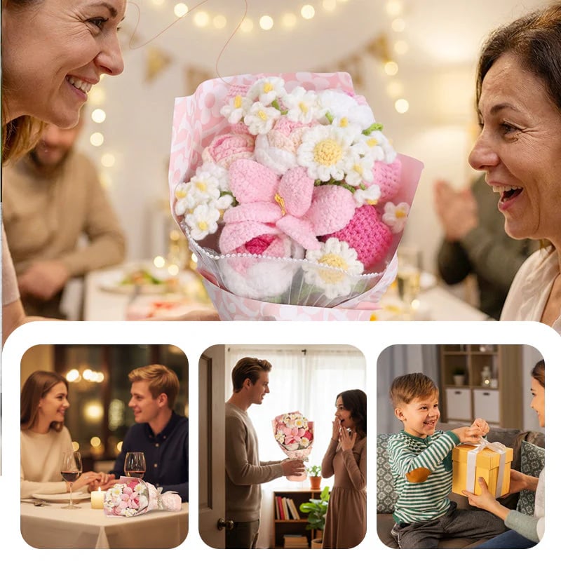 Mother's Day Gift🌺Everlasting Love: Handcrafted Crochet Lily & Rose Bouquet
