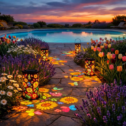 🔥HOT SALE 49% OFF-🌞Colorful Sunflower Glow Solar Garden Lantern