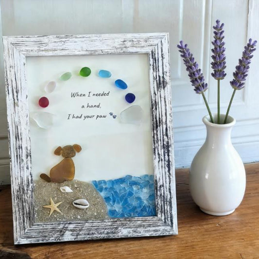 🐾Sea Glass Pet Memorial 🌈Rainbow Bridge Remembrance Frame