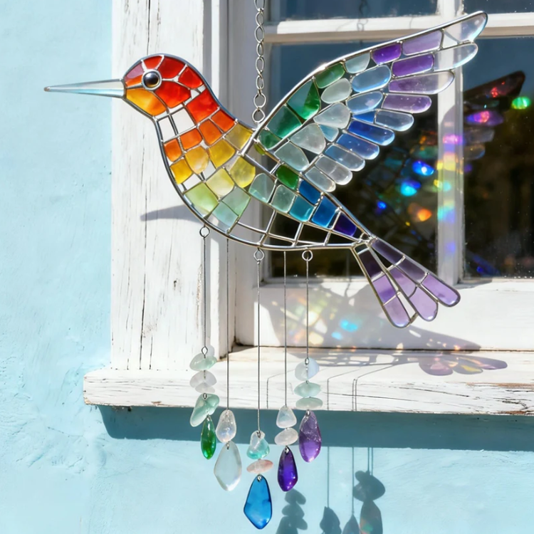 🌈Sea Glass Rainbow Bird Wind Chime✨