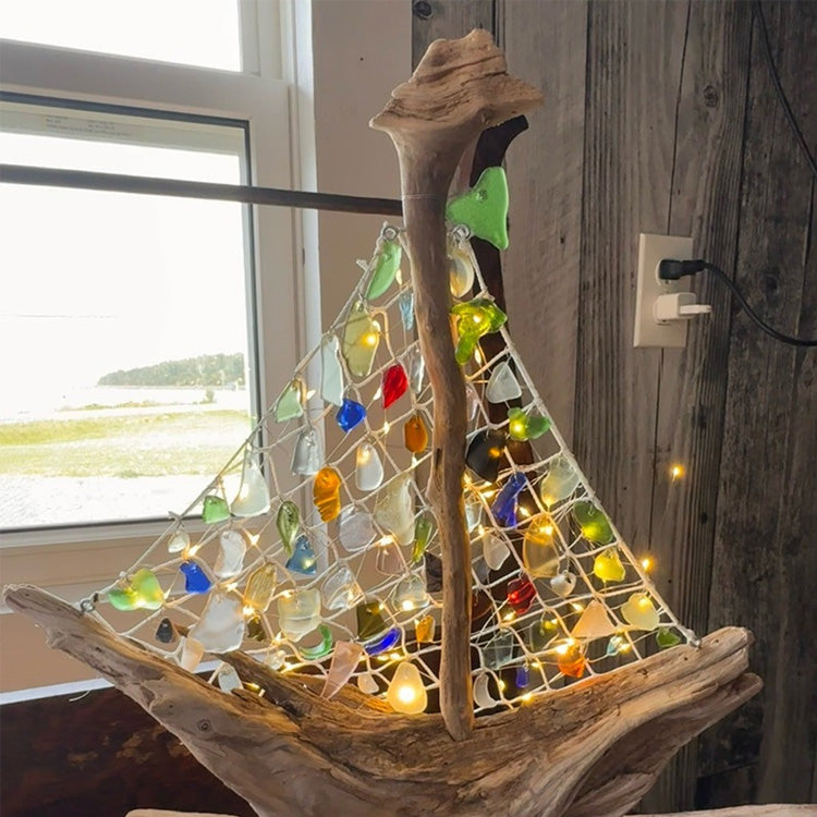 ⛵Handmade Sea Glass Boat ✨ This item requires a long time to be handcrafted