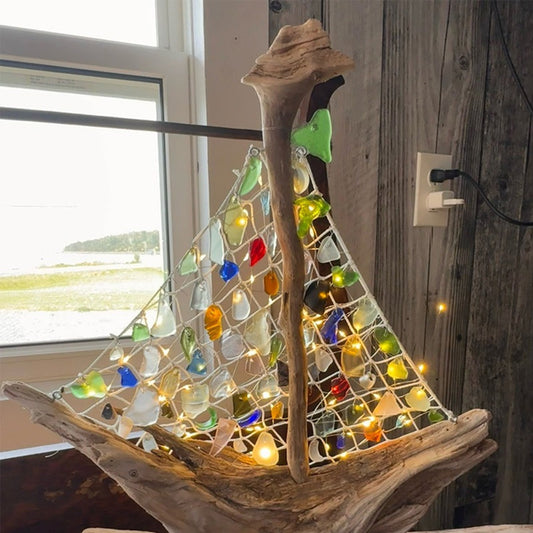 ⛵Handmade Sea Glass Boat ✨ This item requires a long time to be handcrafted