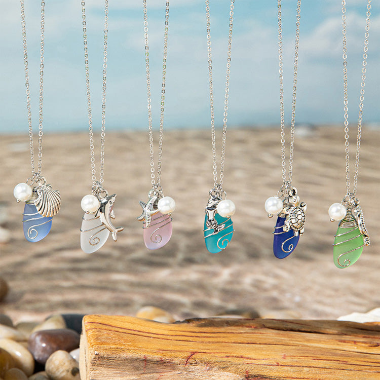Unique Handmade Sea Glass Necklace🎁Meaningful Ocean Gift for Her