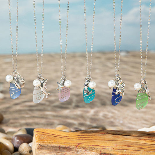 Unique Handmade Sea Glass Necklace🎁Meaningful Ocean Gift for Her