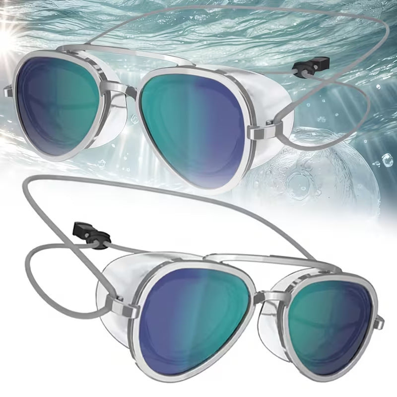 Full-View Anti-Fog Swim Goggles — Retro Pilot Panoramic Water-Sports Eyewear