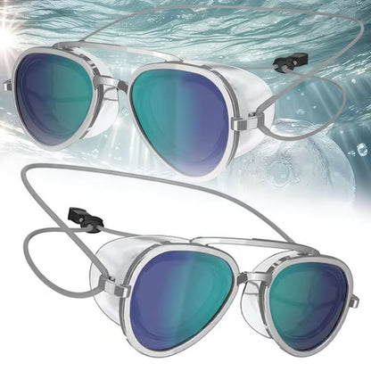 Full-View Anti-Fog Swim Goggles — Retro Pilot Panoramic Water-Sports Eyewear