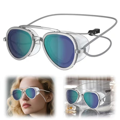 Full-View Anti-Fog Swim Goggles — Retro Pilot Panoramic Water-Sports Eyewear