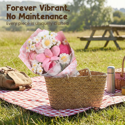 Mother's Day Gift🌺Everlasting Love: Handcrafted Crochet Lily & Rose Bouquet