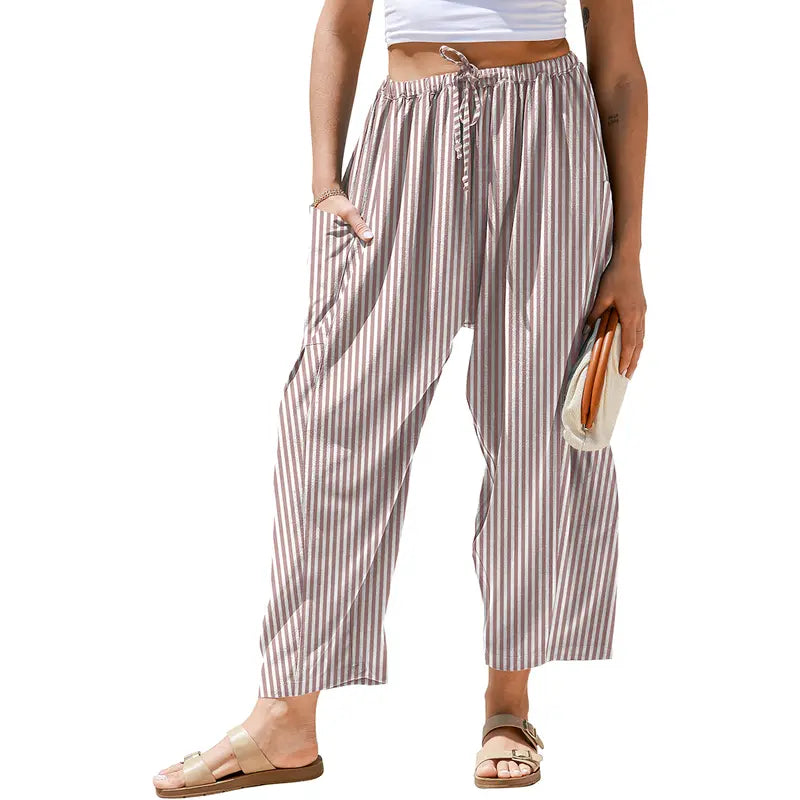 Gingham Plaid Wide-Leg Palazzo Pants