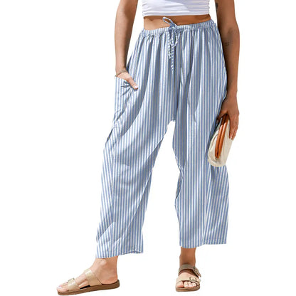 Gingham Plaid Wide-Leg Palazzo Pants