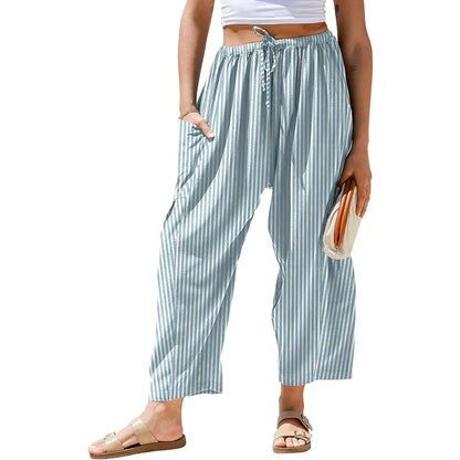Gingham Plaid Wide-Leg Palazzo Pants