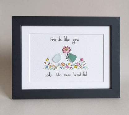 "Amigos como tú hacen la vida más hermosa" - Arte de vidrio marino hecho a mano