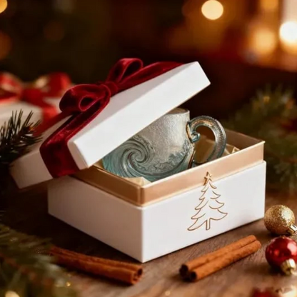 Taza de olas de vidrio marino artesanal | Taza de café artesanal única con temática oceánica ✨