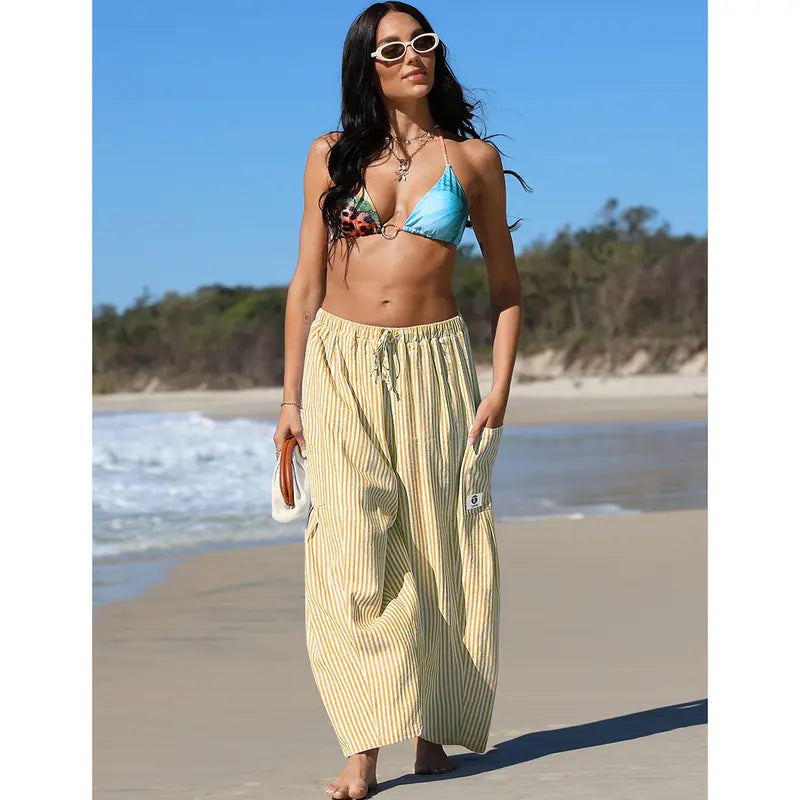Gingham Plaid Wide-Leg Palazzo Pants