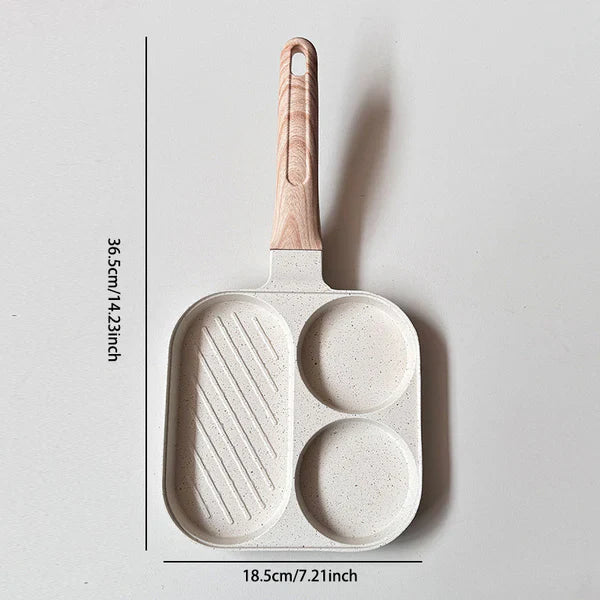 3-in-1 Breakfast Frying Pan – Non-Stick, Even Heat Distribution & Time-Saving Design