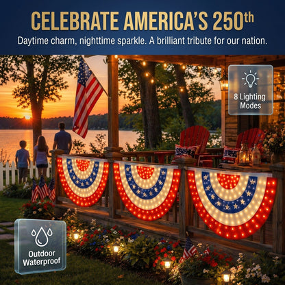 3 x 6 Ft LED Patriotic Bunting Banner for America's 250th