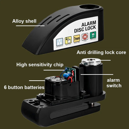 🏍️🔒 Motorcycle/Bicycle Disc Brake Lock with Alarm | Instant Security, Effective Deterrent 🚨