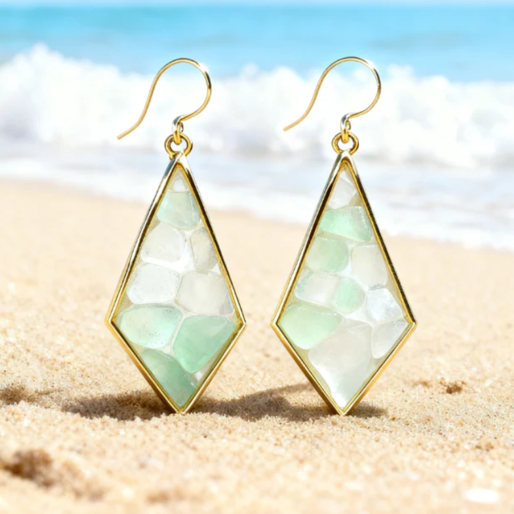 ✨Shimmering Rhombus Sea Glass Earrings