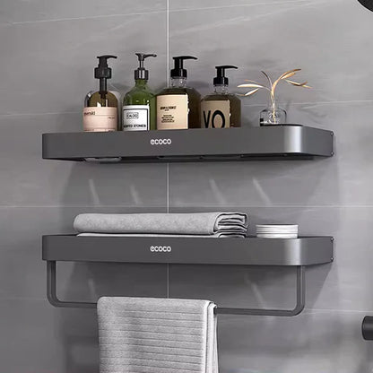 Space Aluminum No-Drill Bathroom Shelf – Strong Load-Bearing