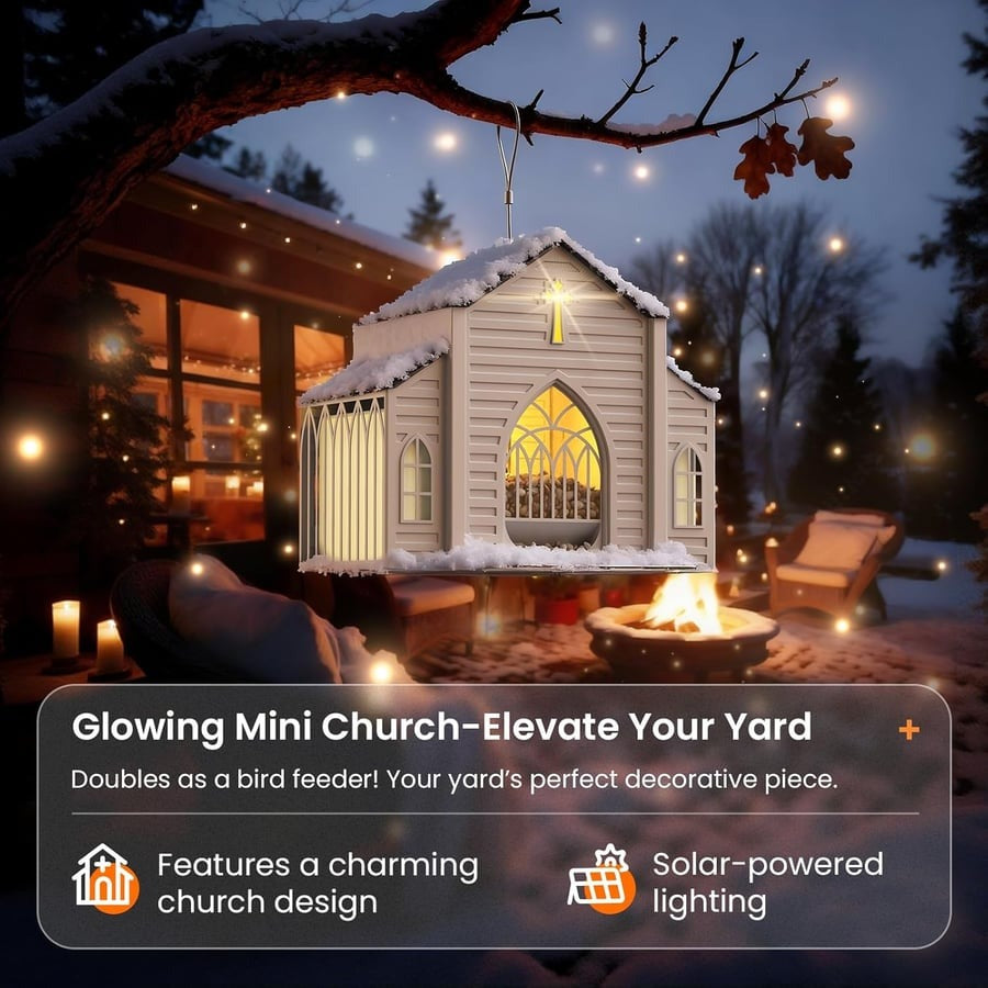 🎁  Last Day 60% OFF-✝️Church-Shaped Metal Solar Bird Feeder(✨Same as in the video)