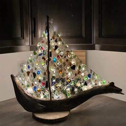 ⛵Handmade Sea Glass Boat ✨ This item requires a long time to be handcrafted