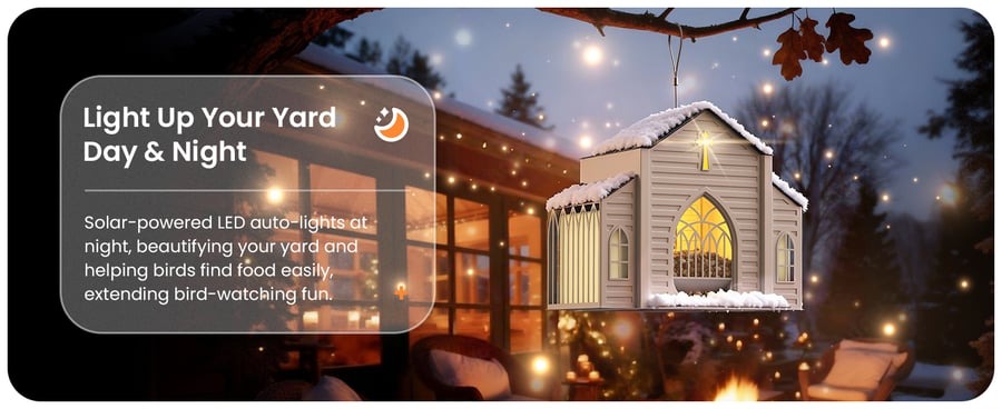 🎁  Last Day 60% OFF-✝️Church-Shaped Metal Solar Bird Feeder(✨Same as in the video)