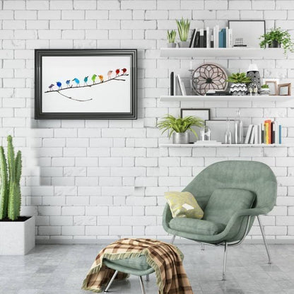 Pájaros arcoíris de vidrio marino: una obra de arte única y artesanal 