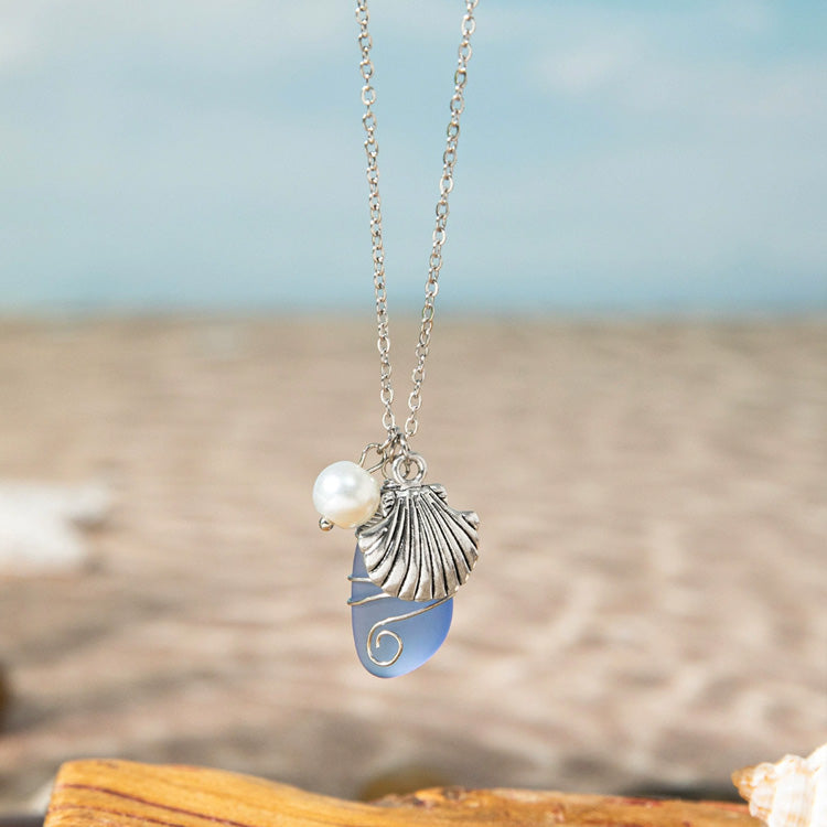 Unique Handmade Sea Glass Necklace🎁Meaningful Ocean Gift for Her