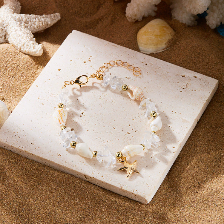 Gargantilla de estrella de mar de cristal marino artesanal | Joyería costera vibrante ✨