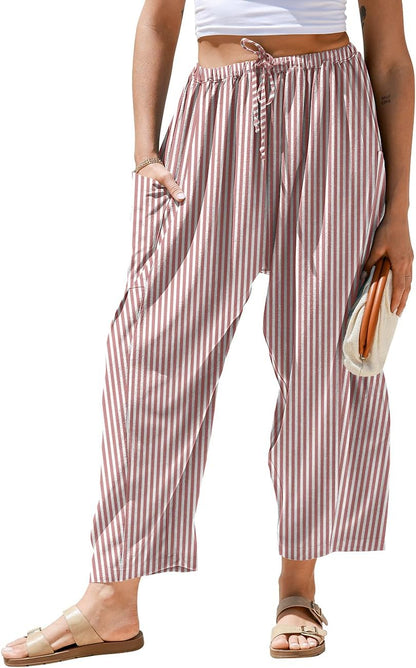 Gingham Plaid Wide-Leg Palazzo Pants