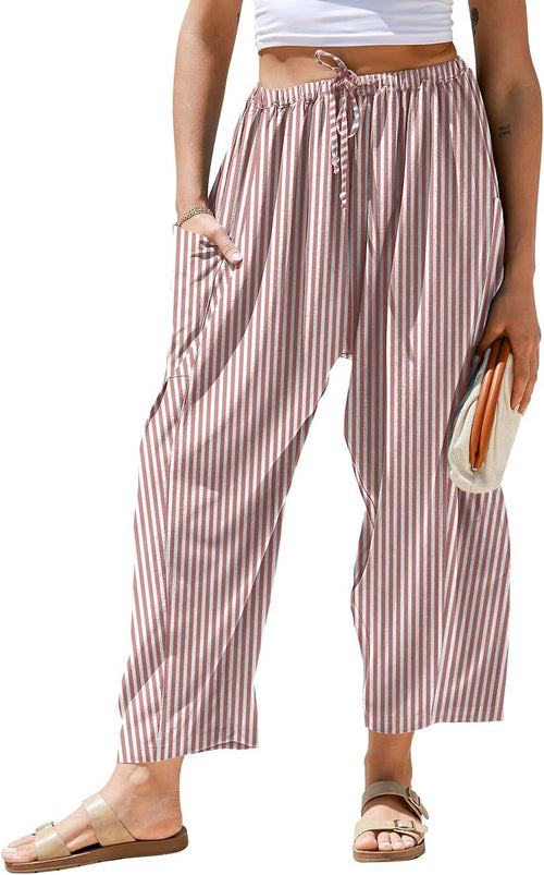 Gingham Plaid Wide-Leg Palazzo Pants