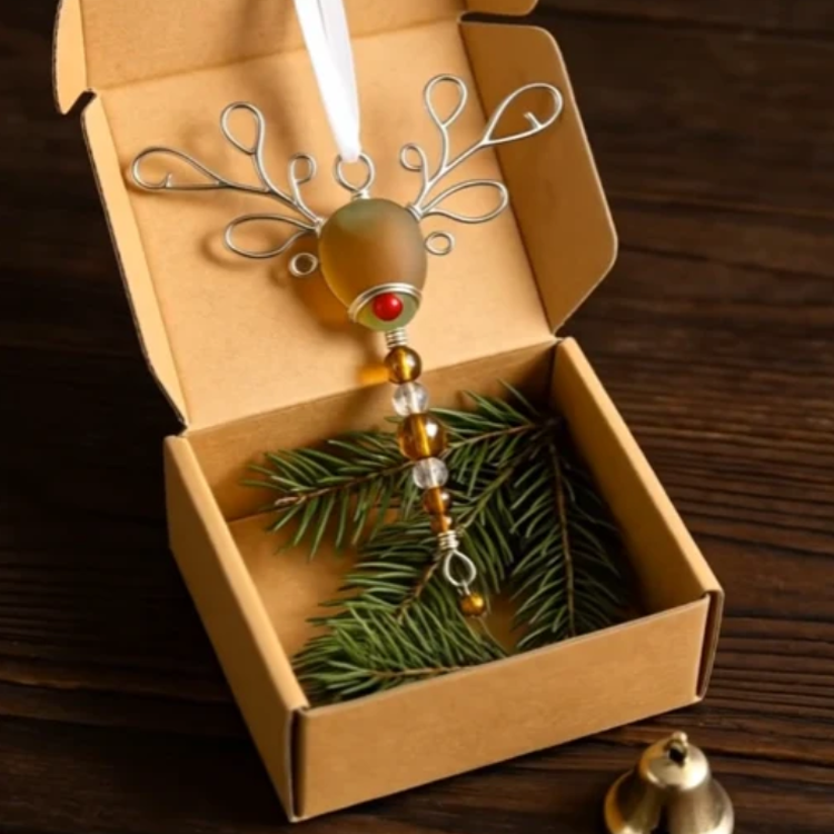 Adornos navideños de vidrio marino hechos a mano | Regalo artesanal único