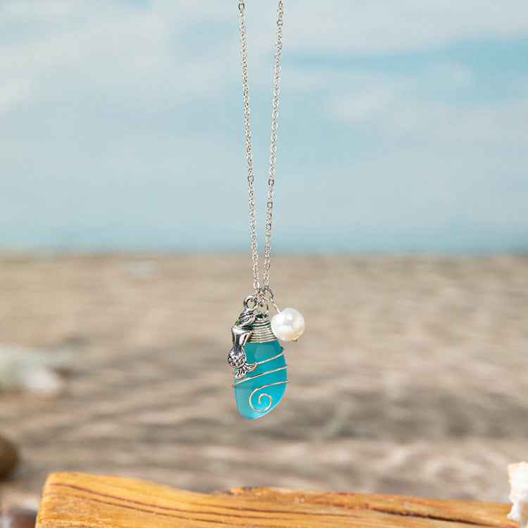 Unique Handmade Sea Glass Necklace🎁Meaningful Ocean Gift for Her