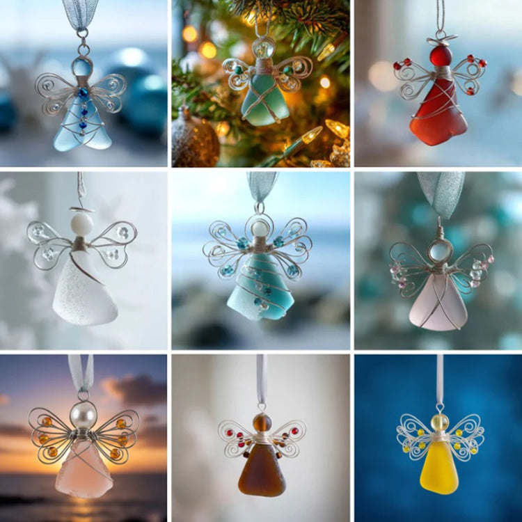 Adorno de ángel de cristal marino | Regalo único de fe costera hecho a mano ✨