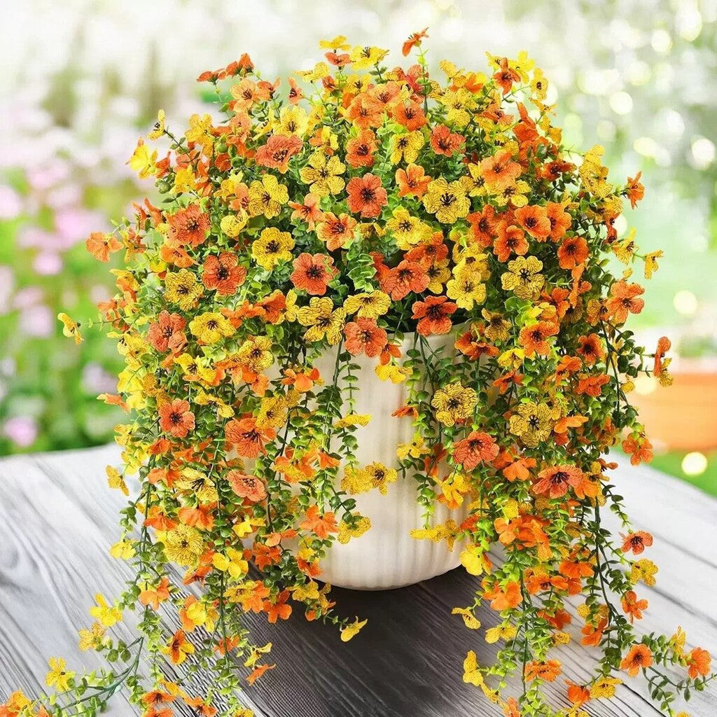 🌿Outdoor cascading daisy and eucalyptus flowers – UV resistant
