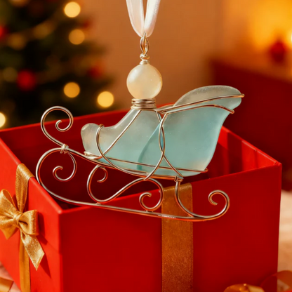 Adornos navideños de vidrio marino hechos a mano | Regalo artesanal único