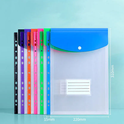A4 Waterproof Plastic Document Folder: Binder-Compatible & Indexed