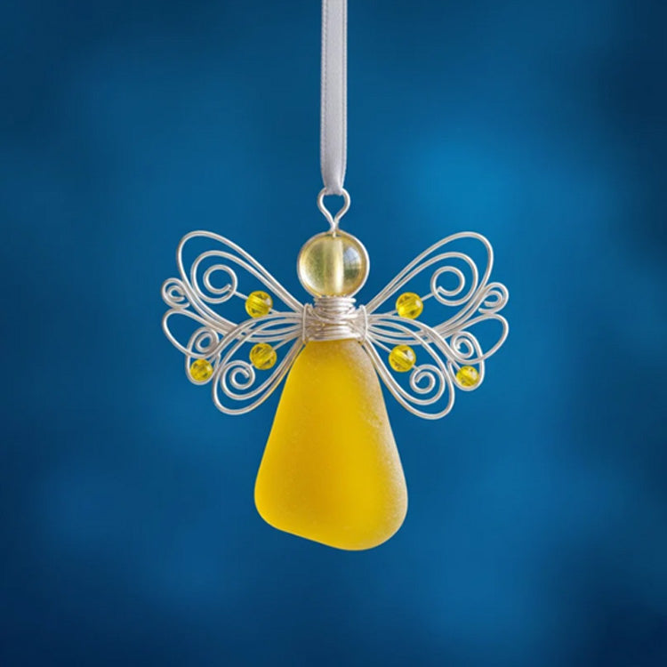 Adorno de ángel de cristal marino | Regalo único de fe costera hecho a mano ✨