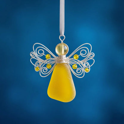 Adorno de ángel de cristal marino | Regalo único de fe costera hecho a mano ✨