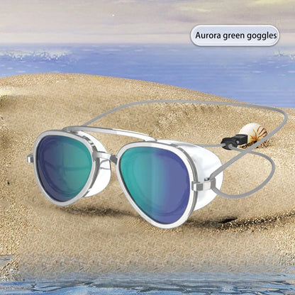 Full-View Anti-Fog Swim Goggles — Retro Pilot Panoramic Water-Sports Eyewear