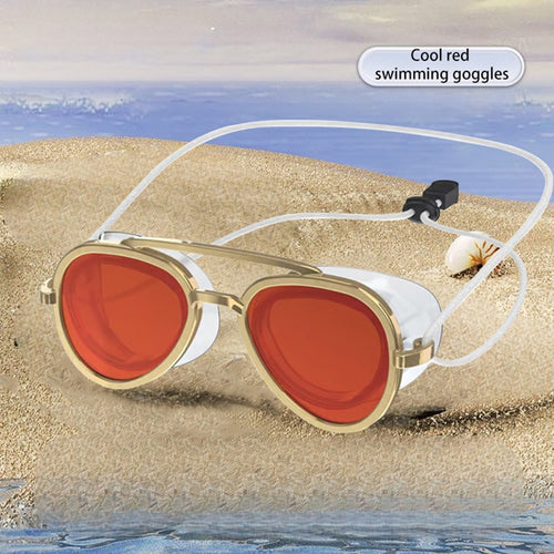 Full-View Anti-Fog Swim Goggles — Retro Pilot Panoramic Water-Sports Eyewear